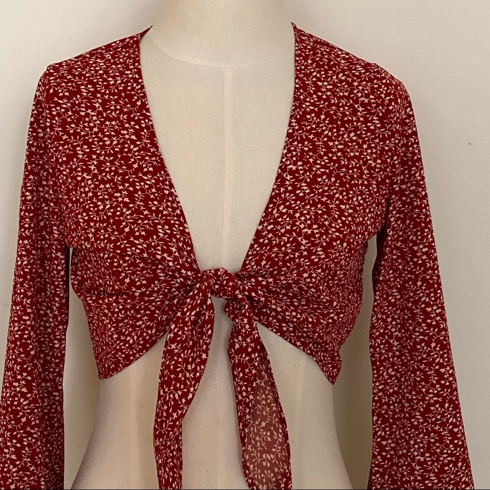 SHEIN crop tie top, size USA xs, beet red color